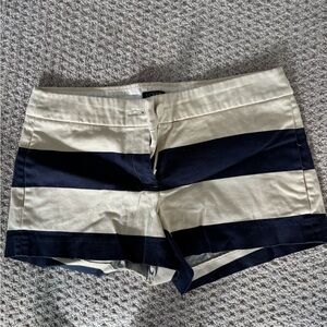 J. Crew Women's Navy and Cream Striped Shorts